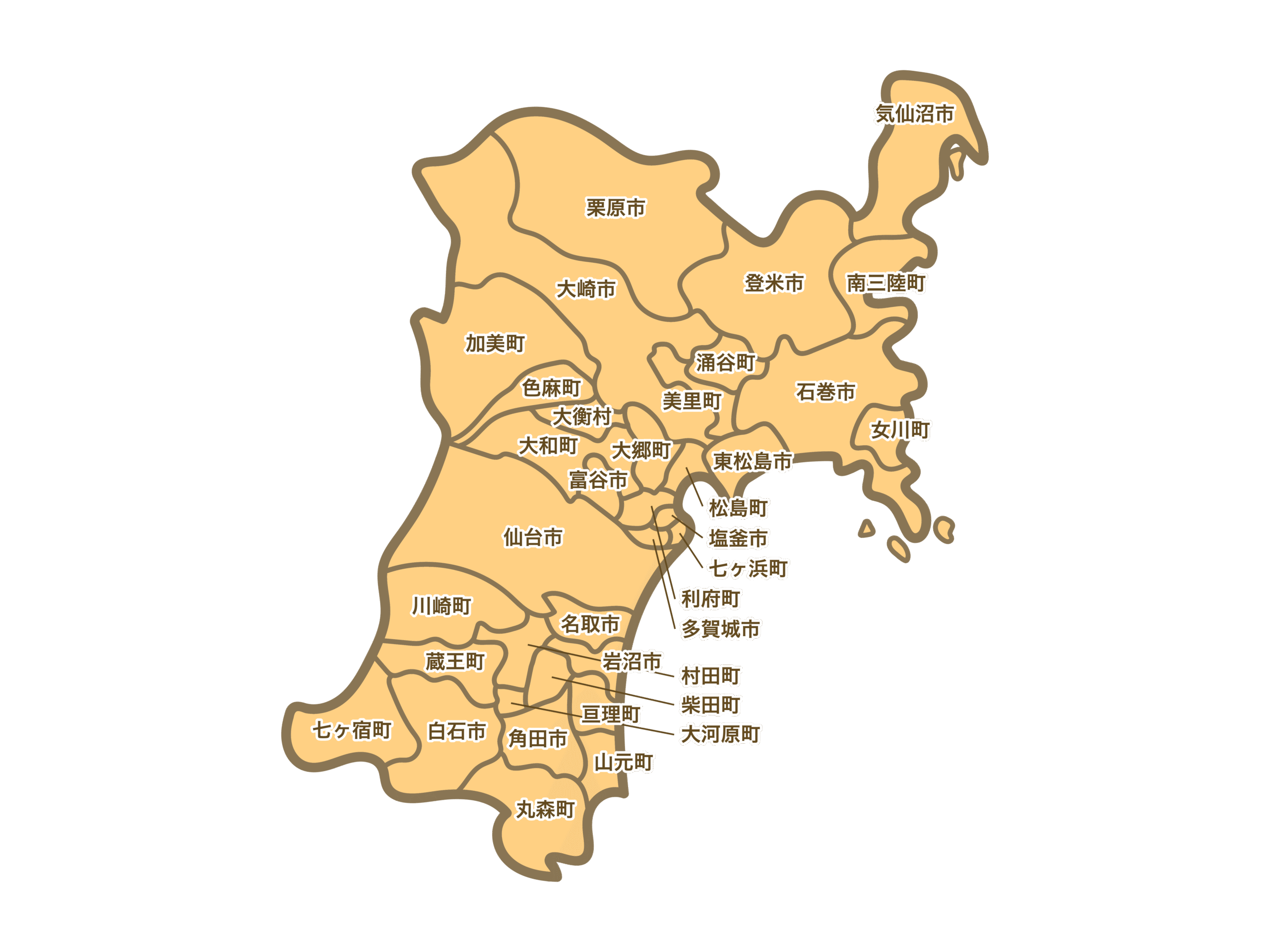 宮城県の地図